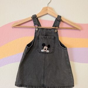 Disney Black Denim Overall Dress